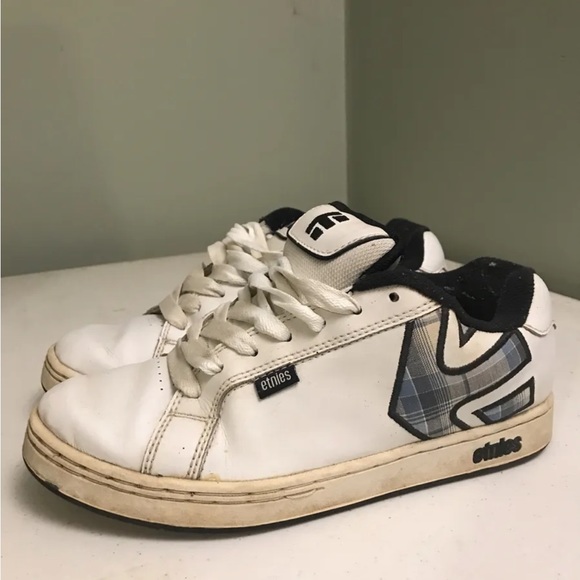 Etnies Fader Shoes Mens Size 8 Skateboarding Sneakers White Leather Lace Up - Picture 1 of 10